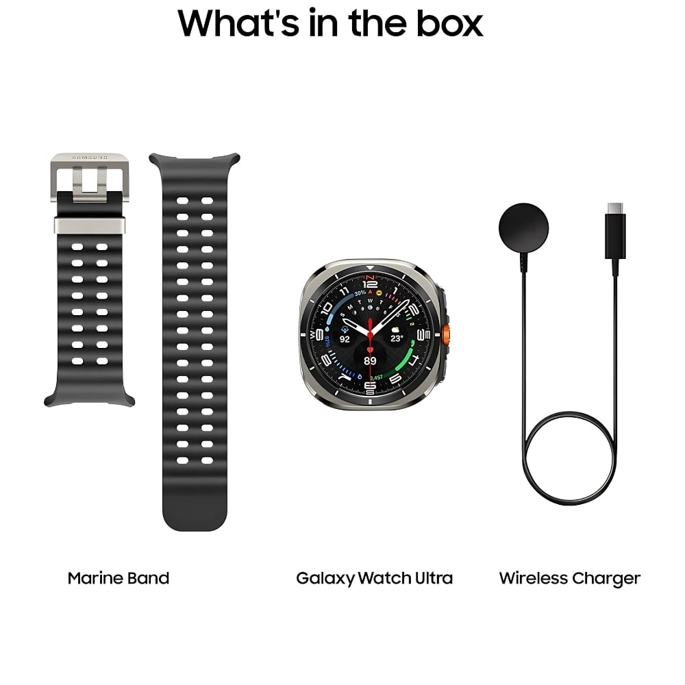 galaxy watch ultra 47mm smartwatch, gps + cellular, titanium silver excellent condition