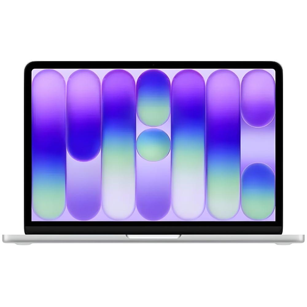 Modern laptop displaying colourful abstract gradient wallpaper
