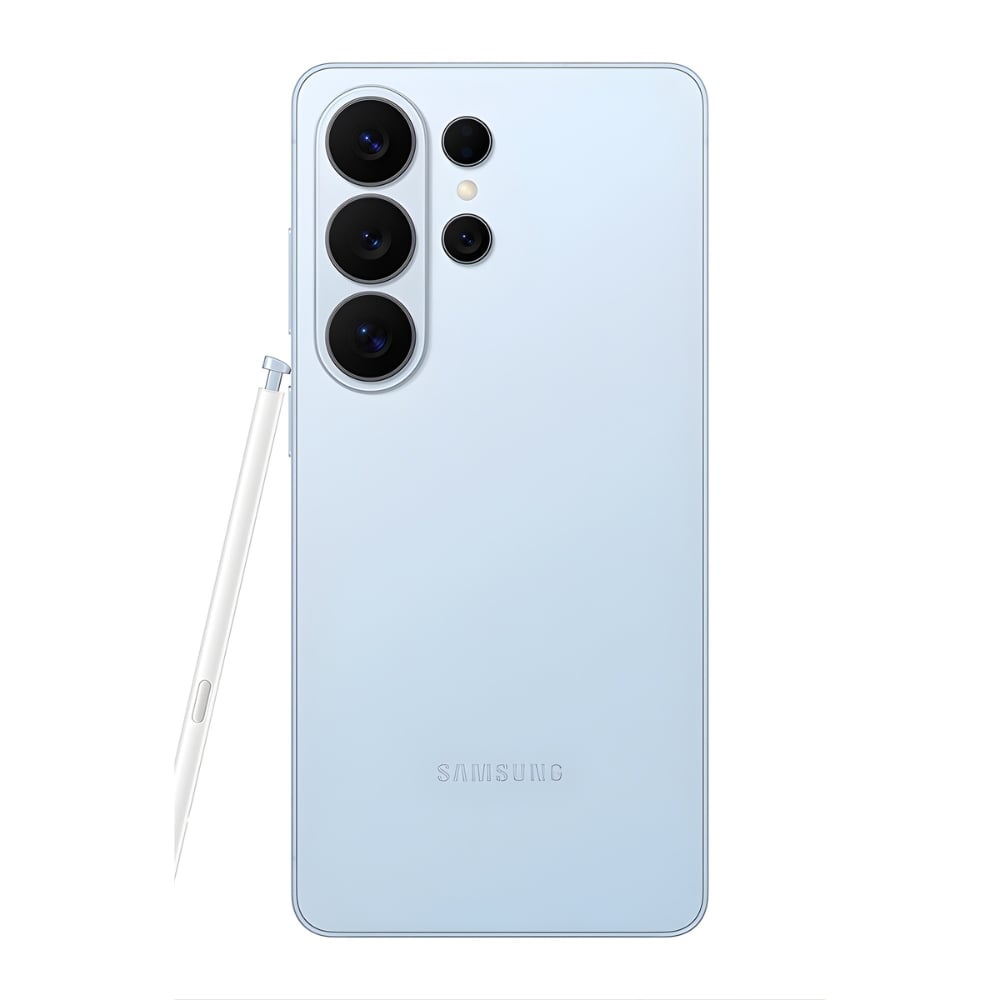Light blue Samsung smartphone with S Pen