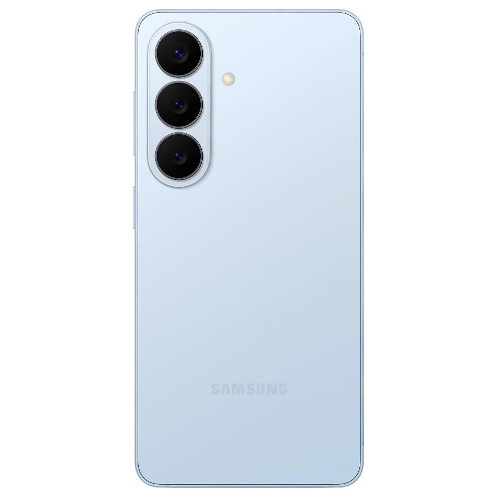 Light blue Samsung smartphone with triple rear cameras