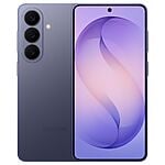 Purple Samsung smartphone showing front and rear cameras