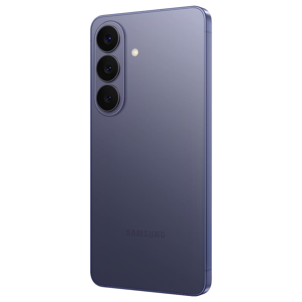 Purple Samsung smartphone with triple rear cameras