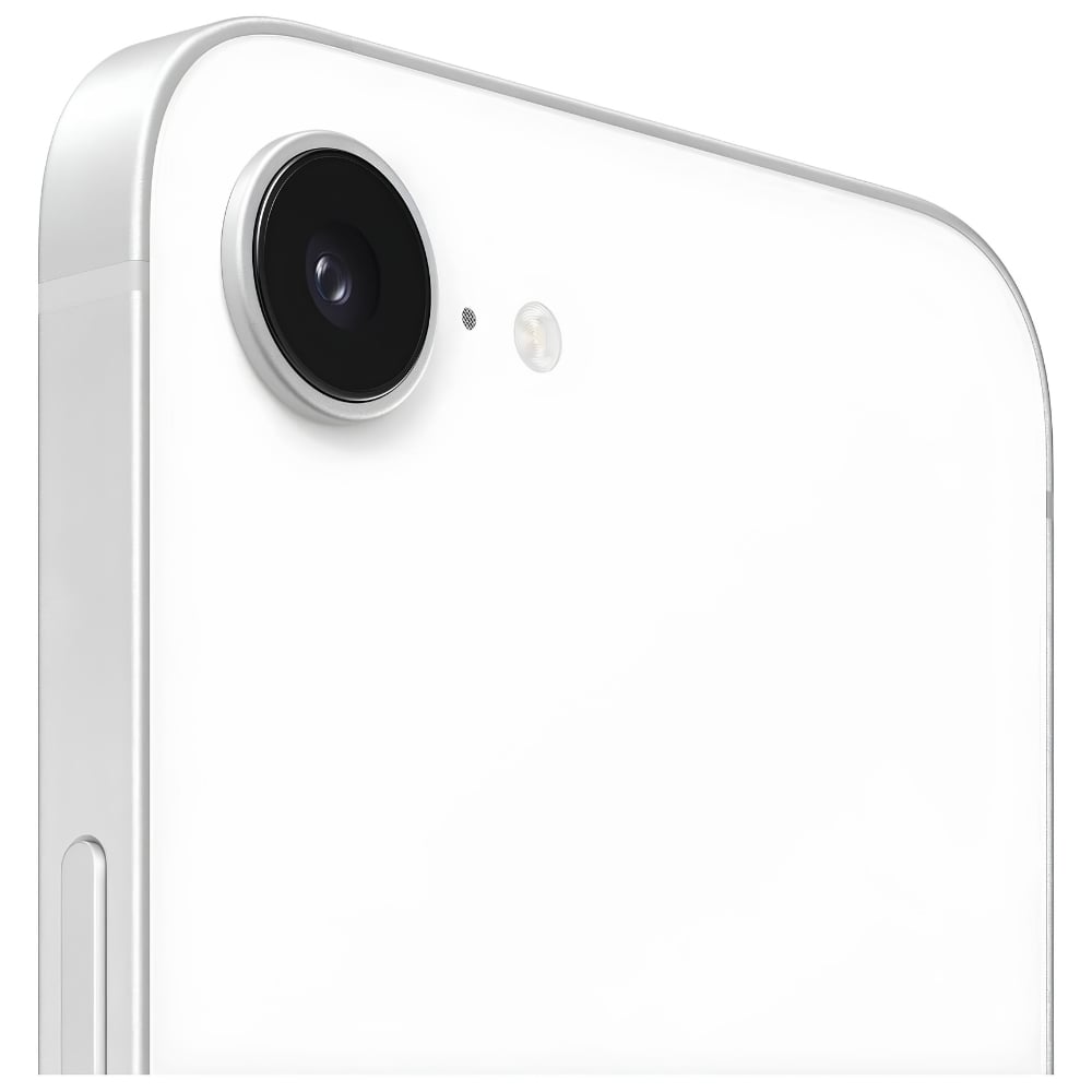 Close-up of white smartphone rear camera lens