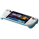 White handheld gaming console with touchscreen display