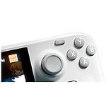 Close-up of white handheld gaming console controls