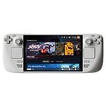 Handheld gaming console displaying game library screen